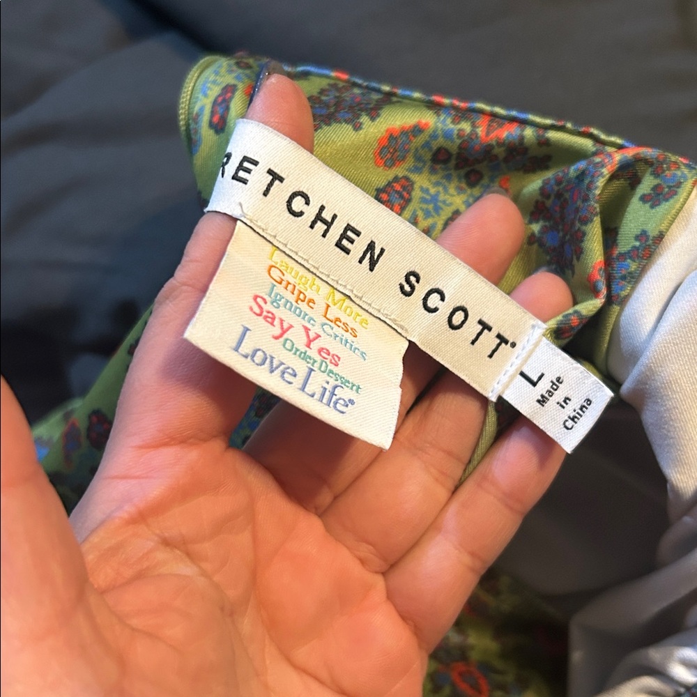 Gretchen Scott Scorching Hot Dress Passion Paisley Mock Neckline Pockets Size L - Picture 13 of 15